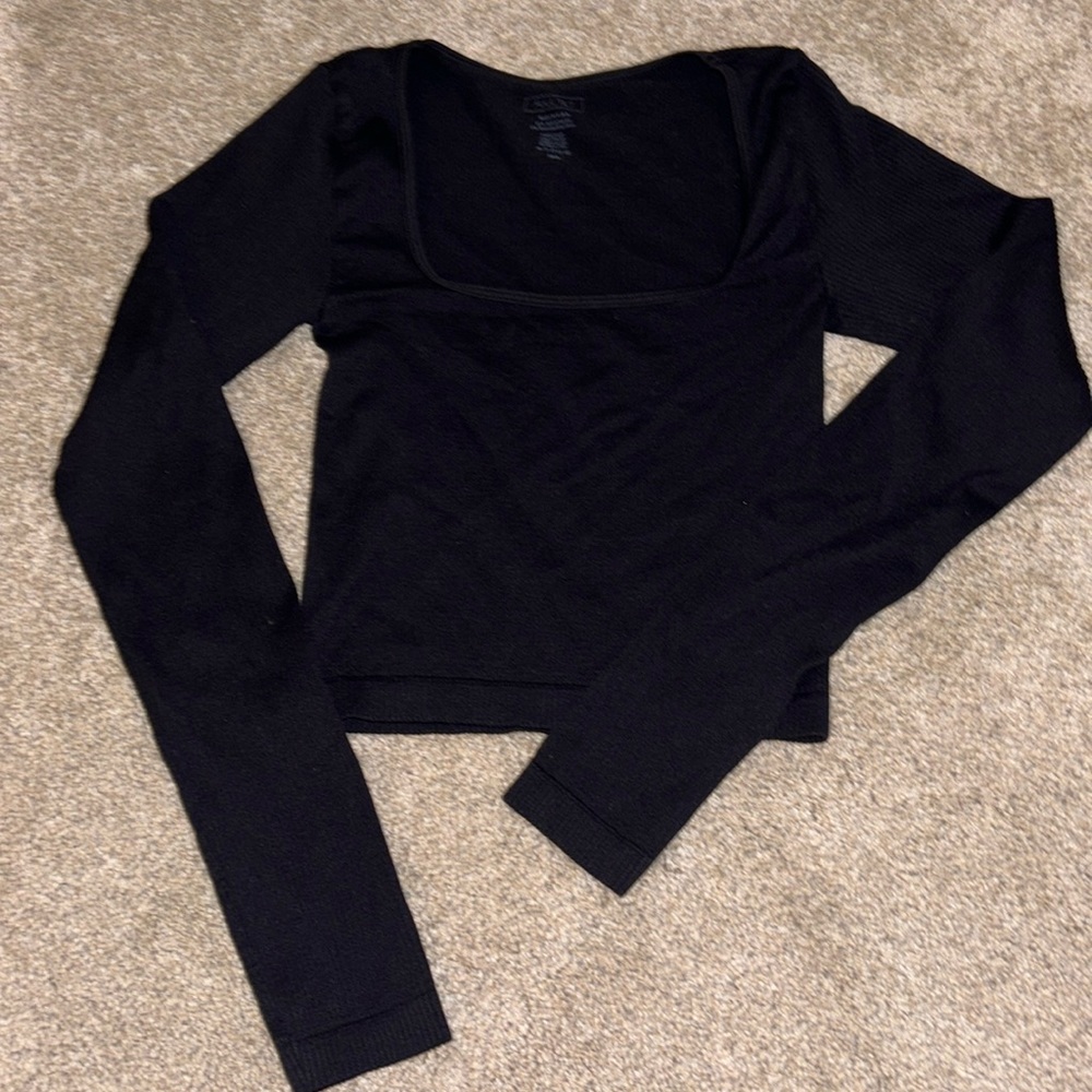 garage square neck long sleeve. ribbed